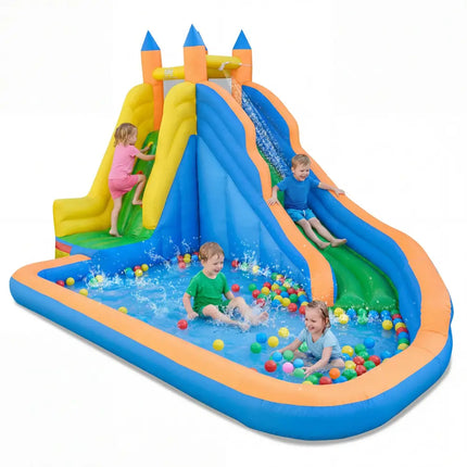Inflatable Mighty Bounce House Jumper with Water Slide without Blower - Blue - Inflatable Water Slides