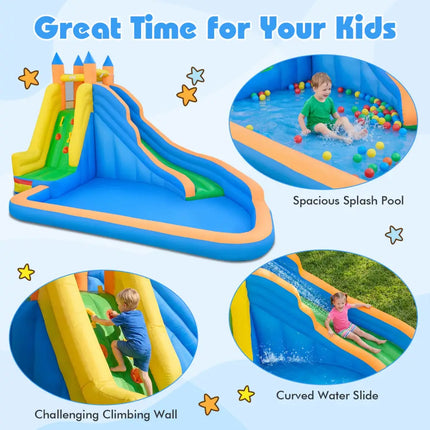 Inflatable Mighty Bounce House Jumper with Water Slide without Blower - Blue - Inflatable Water Slides