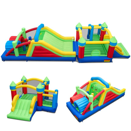 Inflatable Obstacle Course Bounce House with Dual Slides and Tunnels without Blower - Multicolor - Bounce House