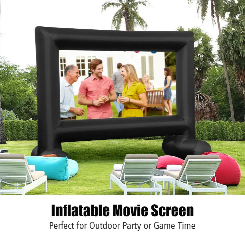 Inflatable Outdoor Movie Projector Screen with Blower and Carrying Bag-18’ - Game Room