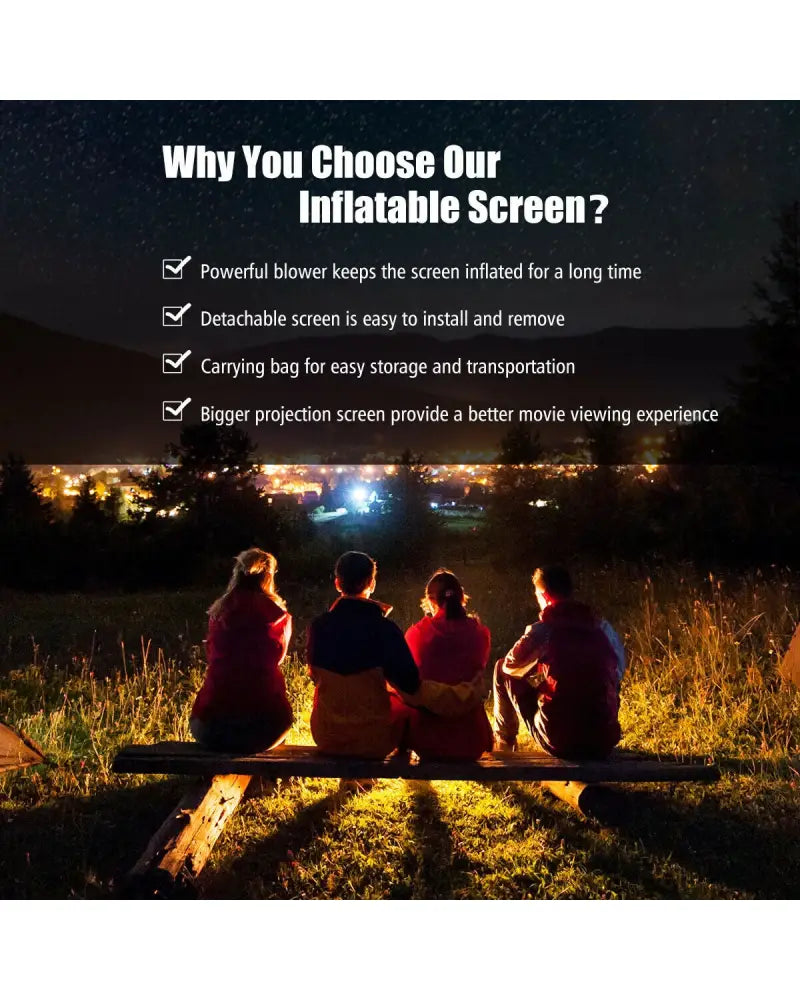 Inflatable Outdoor Movie Projector Screen with Blower and Carrying Bag-18’ - Game Room