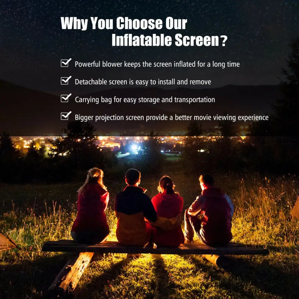 Inflatable Outdoor Movie Projector Screen with Blower and Carrying Bag-18’ - Game Room