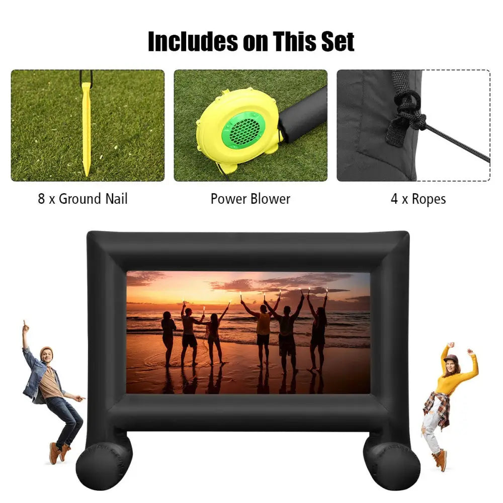 Inflatable Outdoor Movie Projector Screen with Blower and Carrying Bag-18’ - Game Room