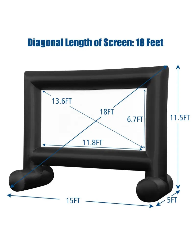 Inflatable Outdoor Movie Projector Screen with Blower and Carrying Bag-18’ - Game Room