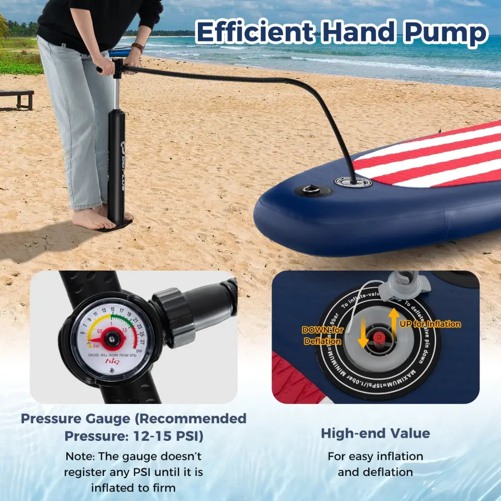 Inflatable Paddle Board with Removable Fin and Backpack-A - Surfing