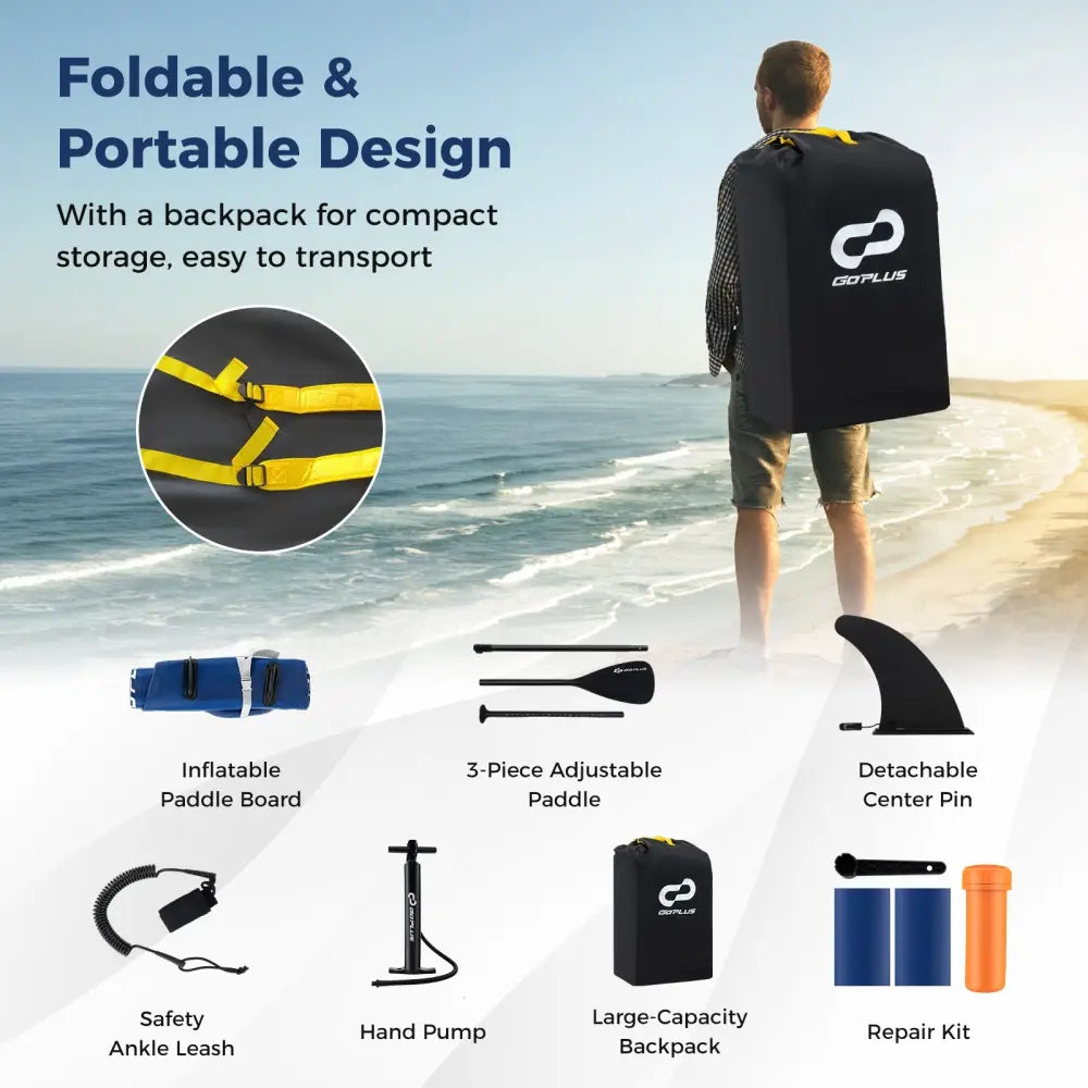 Inflatable Paddle Board with Removable Fin and Backpack-A - Surfing