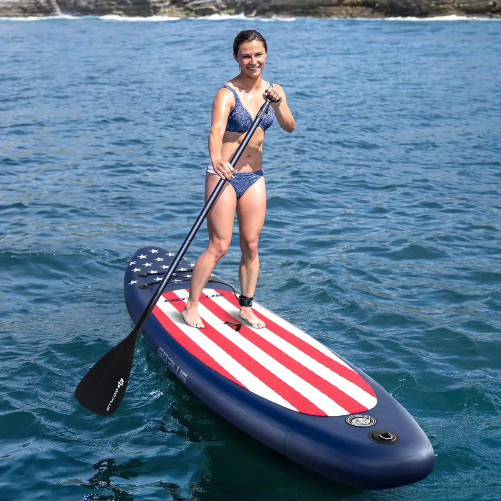 Inflatable Paddle Board with Removable Fin and Backpack-A - Surfing