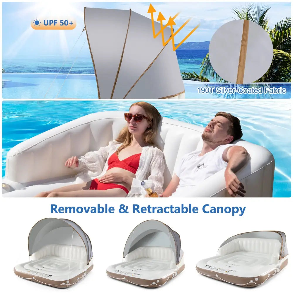 Inflatable Pool Float Lounge Swimming Raft - White - Swimming