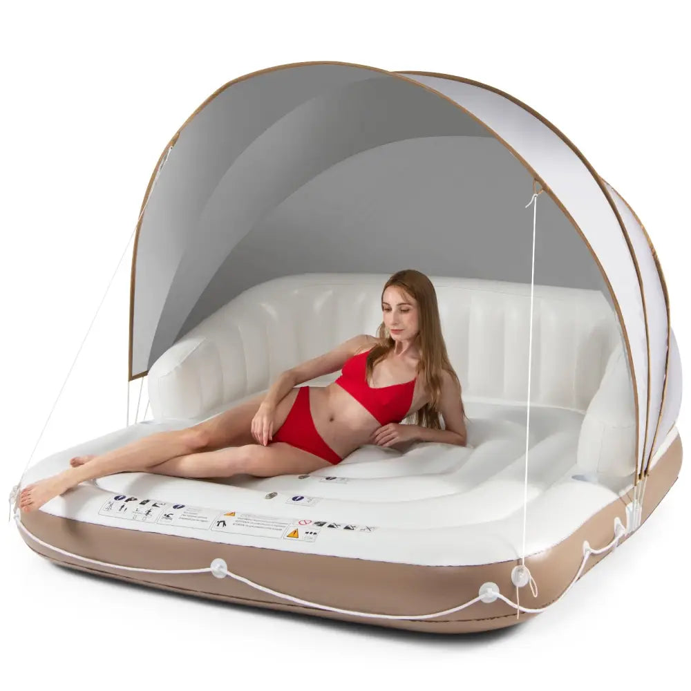 Inflatable Pool Float Lounge Swimming Raft - White - Swimming