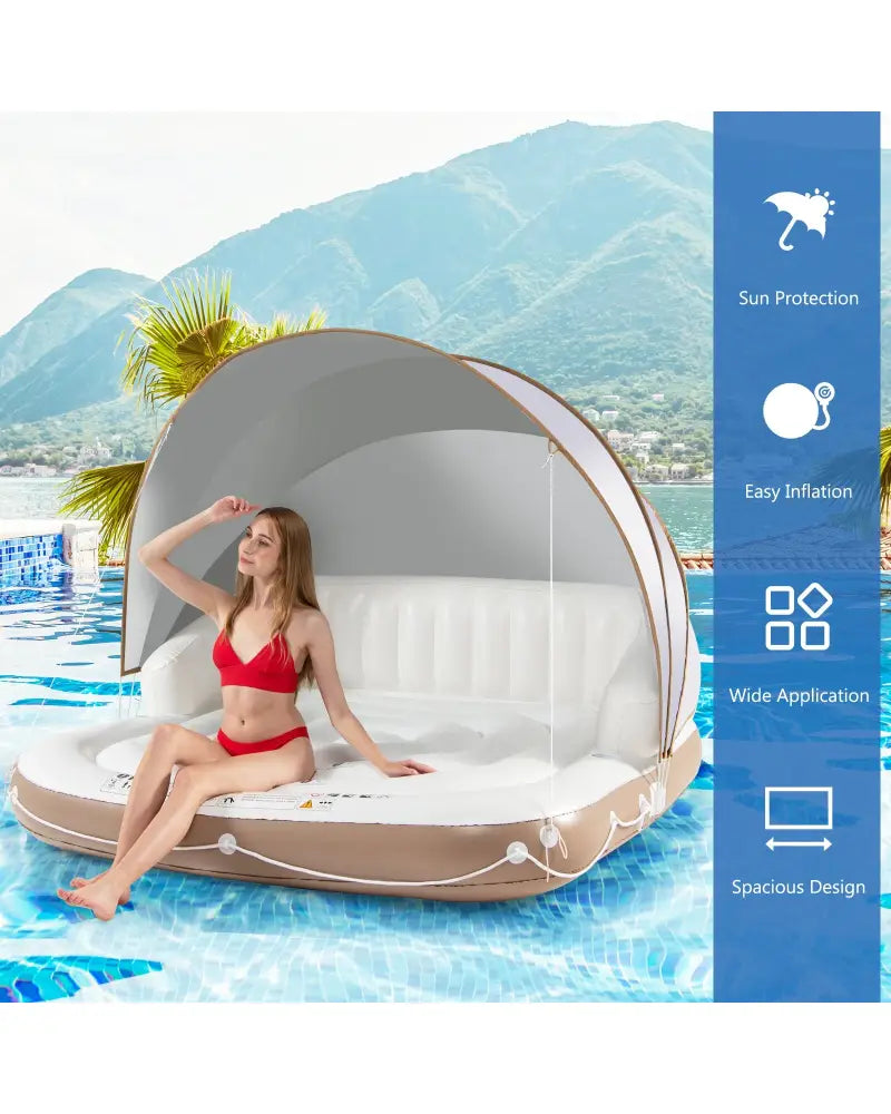 Inflatable Pool Float Lounge Swimming Raft - White - Swimming