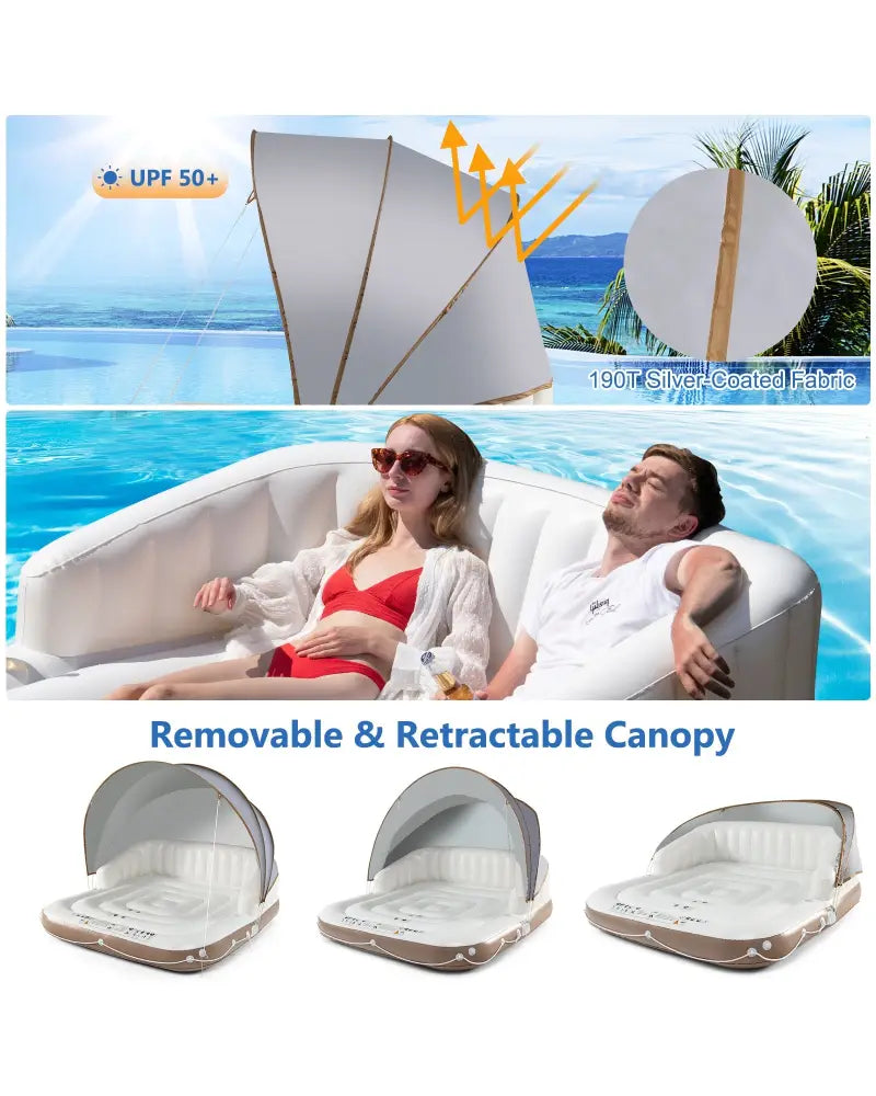 Inflatable Pool Float Lounge Swimming Raft - White - Swimming