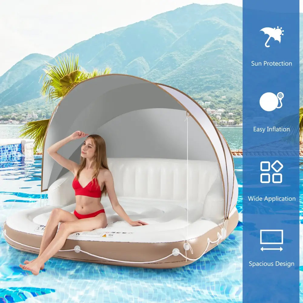 Inflatable Pool Float Lounge Swimming Raft - White - Swimming