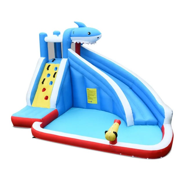 Inflatable Shark Bounce House with Water Slide and Climbing Wall without Blower - Inflatable Water Slides