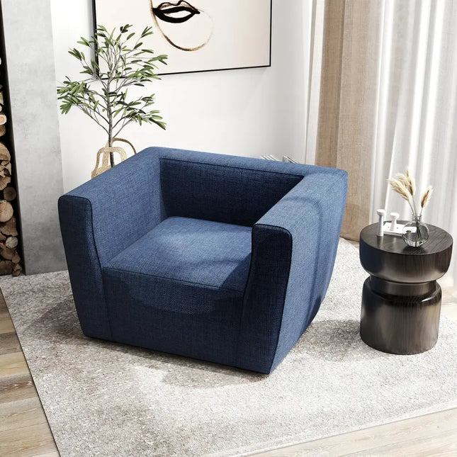 Inflatable Sofa with Detachable Cover and Wide Armrests-Blue - Blue - Camping Furniture