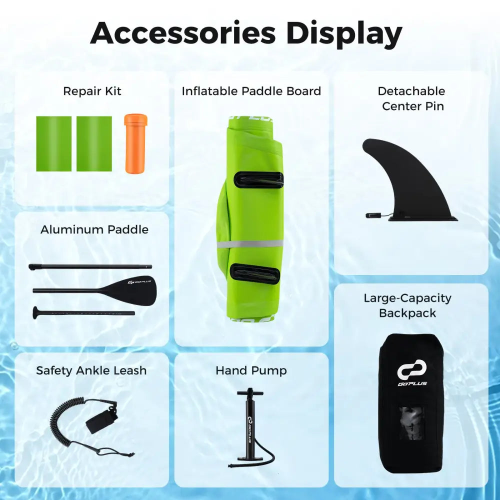 Inflatable Stand up Paddle Board iSUP Board Accessories with 3 Fins-L - Green - Surfing