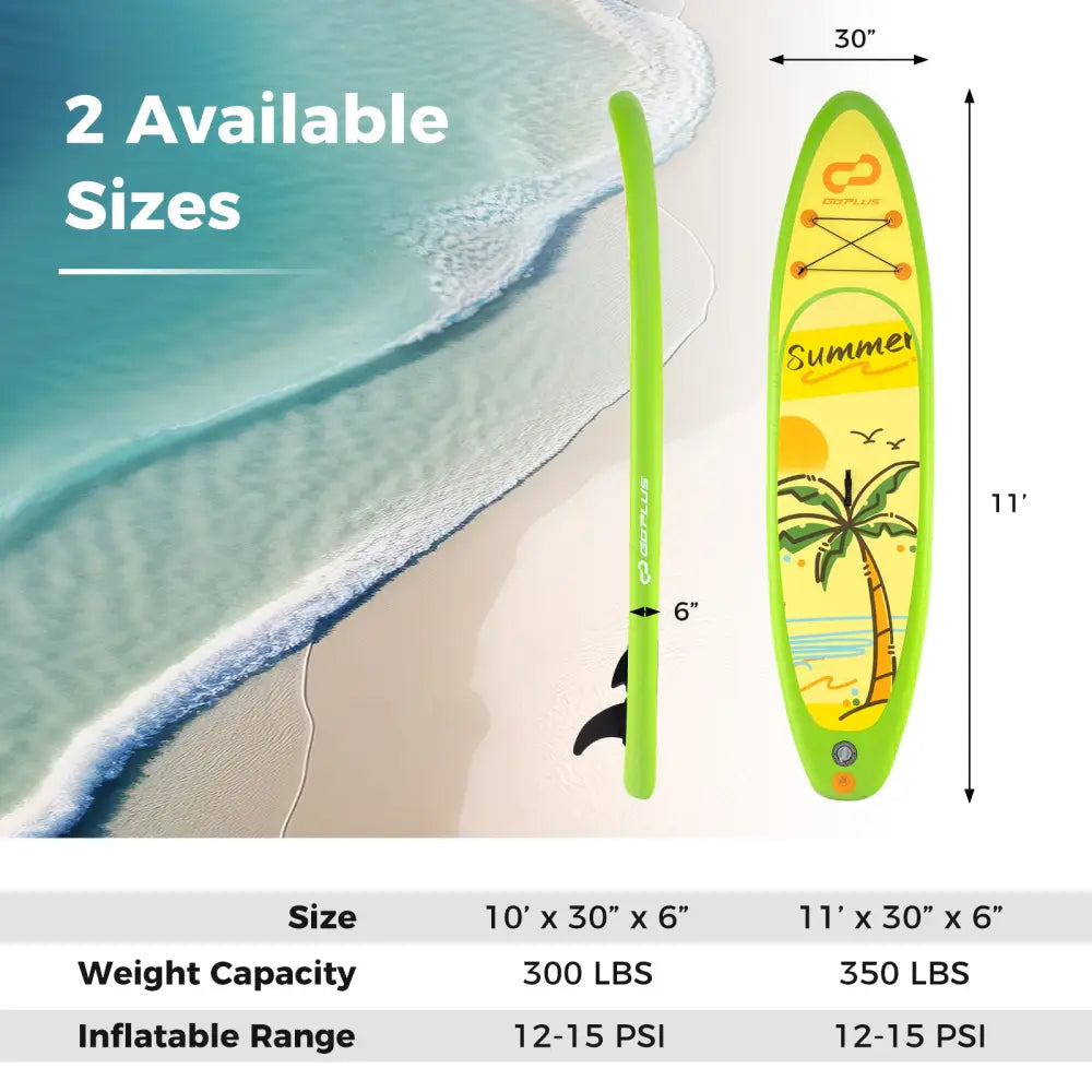 Inflatable Stand up Paddle Board iSUP Board Accessories with 3 Fins-L - Green - Surfing