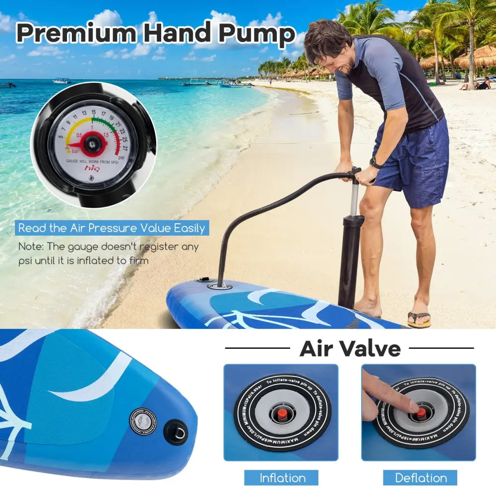 Inflatable Stand Up Paddle Board Sup Board with Premium SUP Accessories-S - Blue - Surfing
