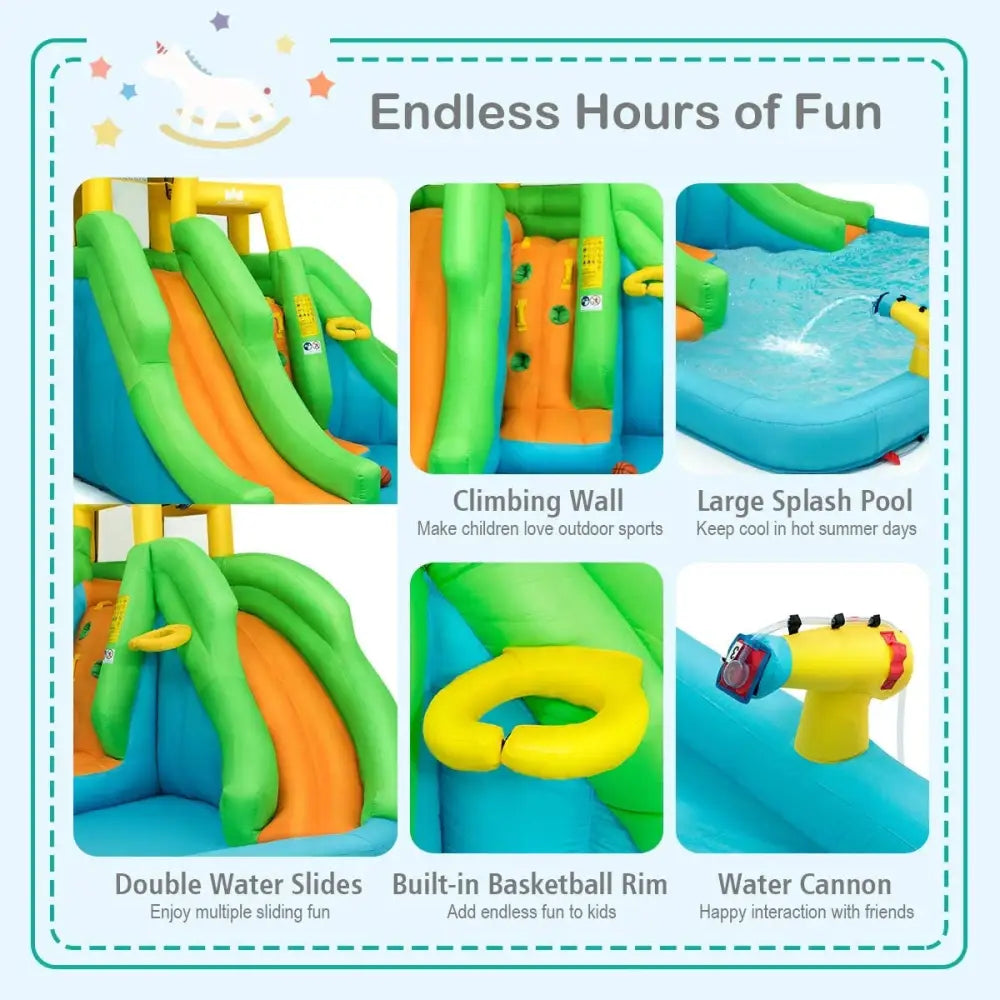 Inflatable Water Park Bounce House with Climbing Wall - Inflatable Water Slides