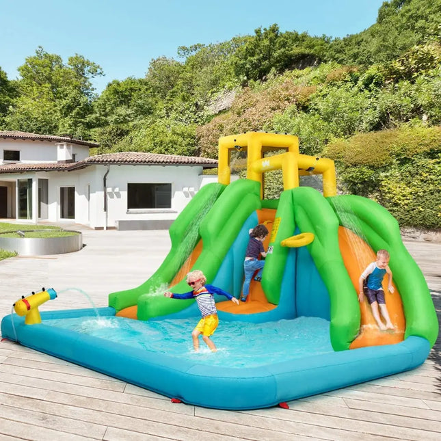 Inflatable Water Park Bounce House with Climbing Wall - Inflatable Water Slides