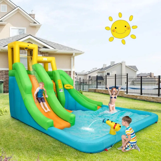 Inflatable Water Park Bounce House with Climbing Wall - Inflatable Water Slides