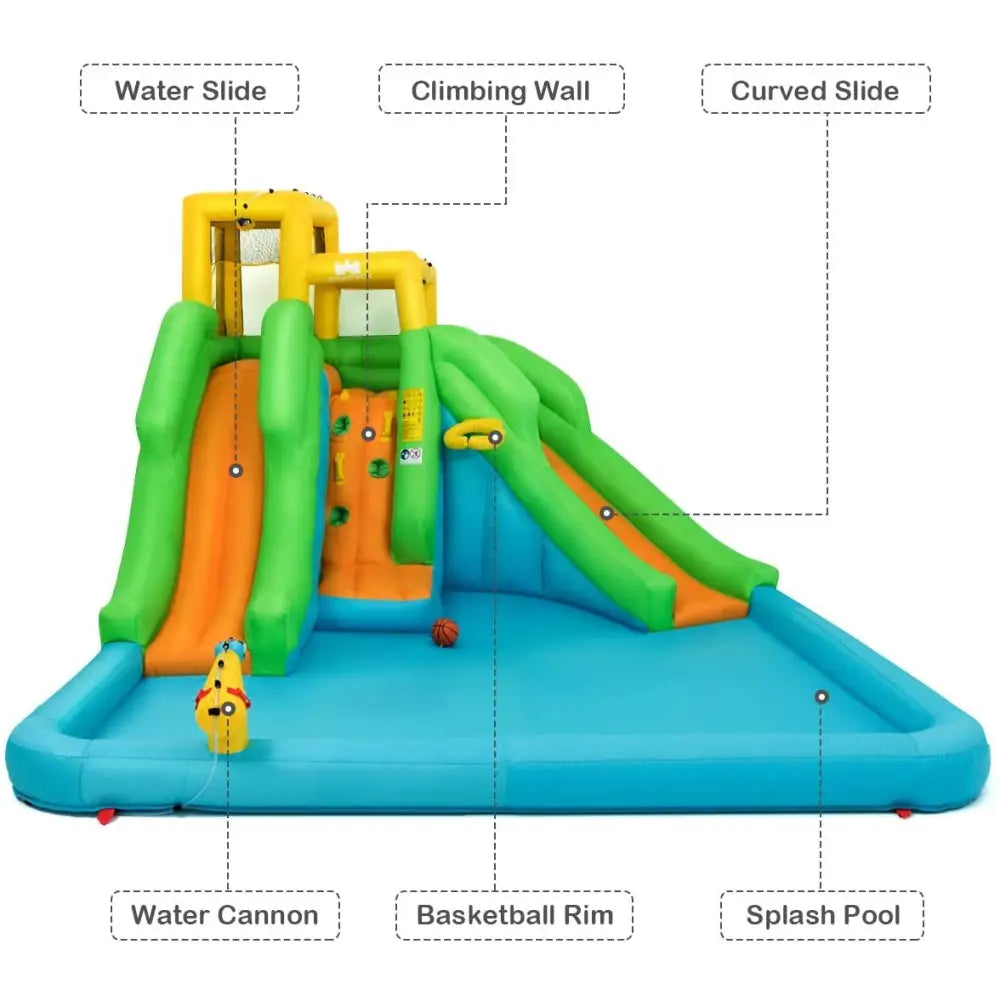 Inflatable Water Park Bounce House with Climbing Wall - Inflatable Water Slides