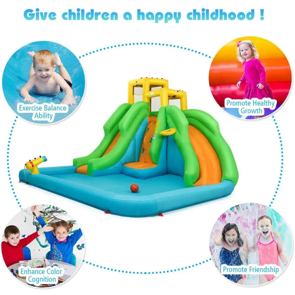Inflatable Water Park Bounce House with Climbing Wall - Inflatable Water Slides