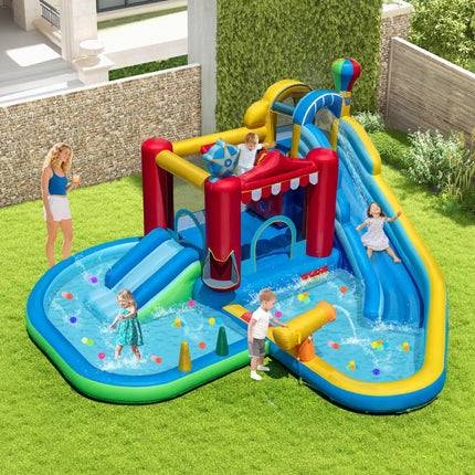 Inflatable Water Park Water Slide Wet Dry Combo Bounce House - Multicolor - Inflatable Water Slides