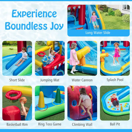 Inflatable Water Park Water Slide Wet Dry Combo Bounce House - Multicolor - Inflatable Water Slides