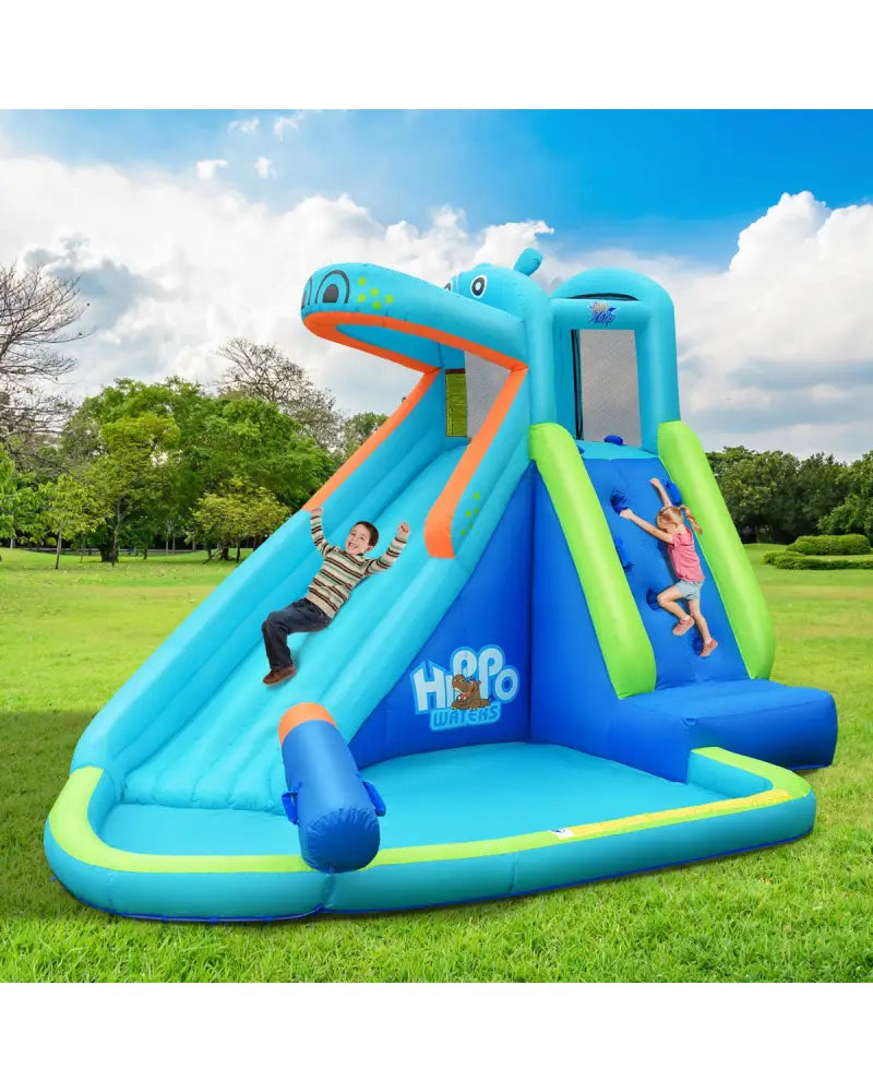 Inflatable Water Pool with Splash and Slide Without Blower - Blue - Inflatable Water Slides