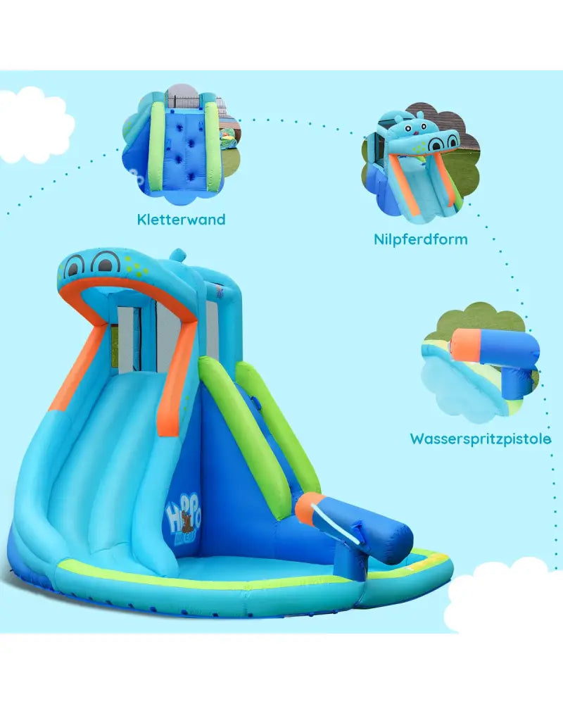 Inflatable Water Pool with Splash and Slide Without Blower - Blue - Inflatable Water Slides