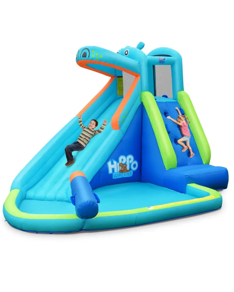 Inflatable Water Pool with Splash and Slide Without Blower - Blue - Inflatable Water Slides