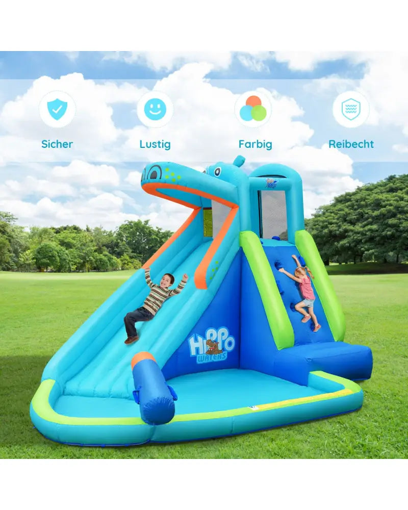 Inflatable Water Pool with Splash and Slide Without Blower - Blue - Inflatable Water Slides
