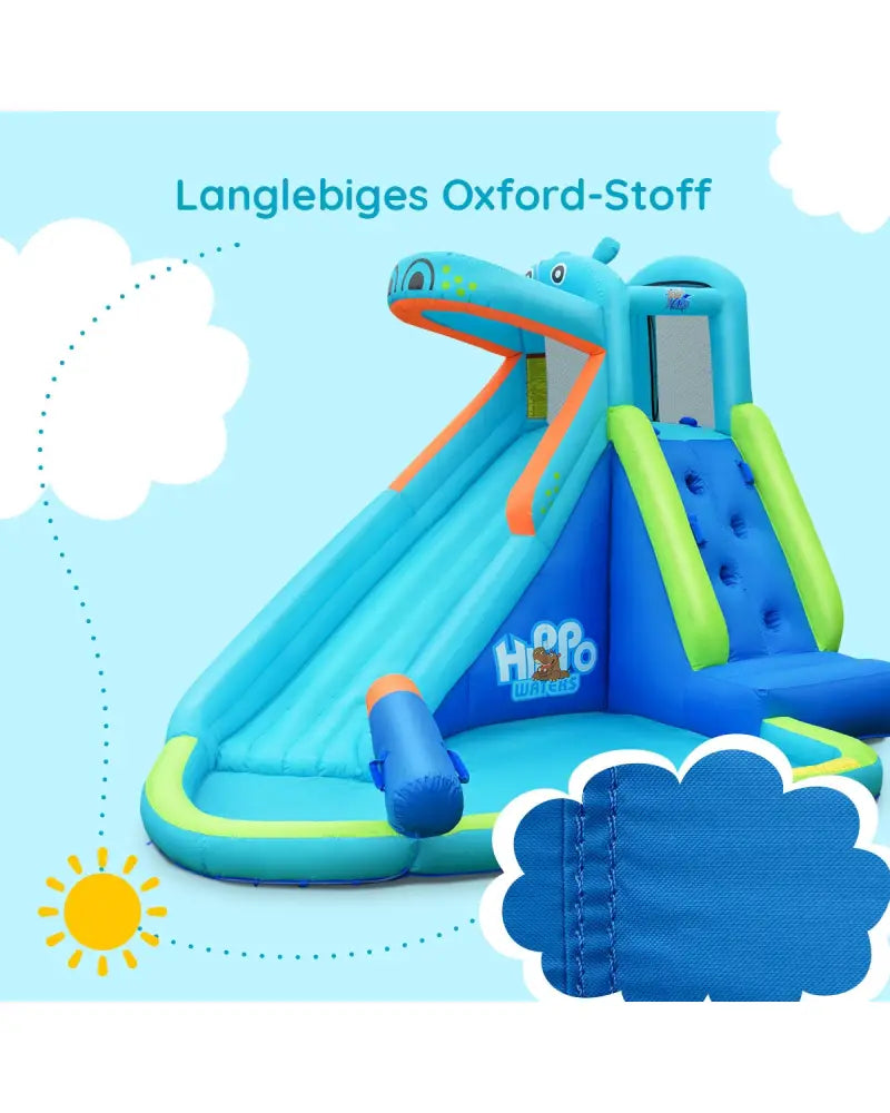 Inflatable Water Pool with Splash and Slide Without Blower - Blue - Inflatable Water Slides