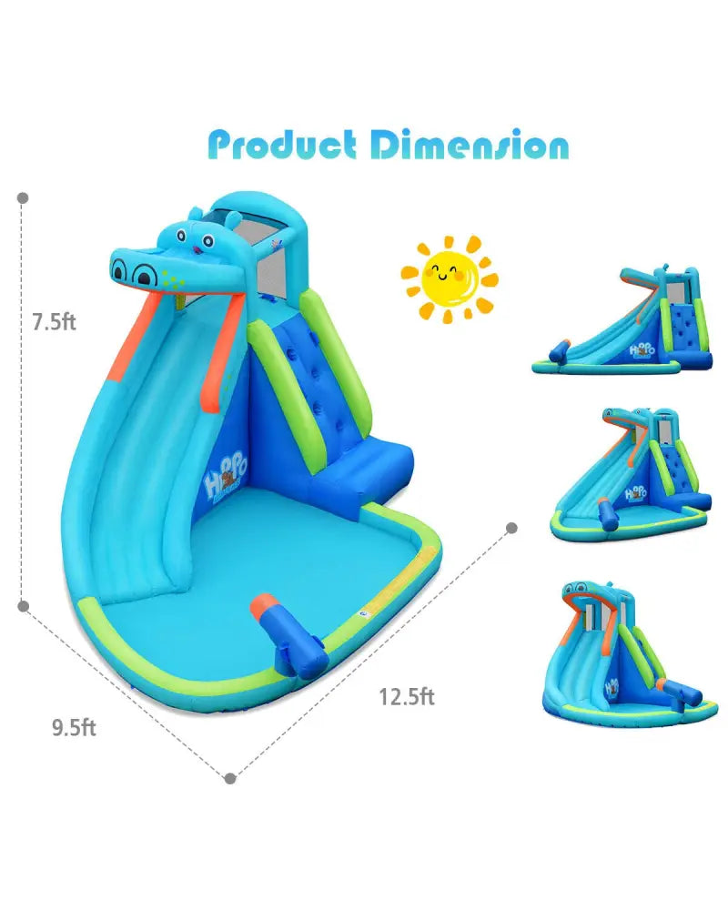 Inflatable Water Pool with Splash and Slide Without Blower - Blue - Inflatable Water Slides