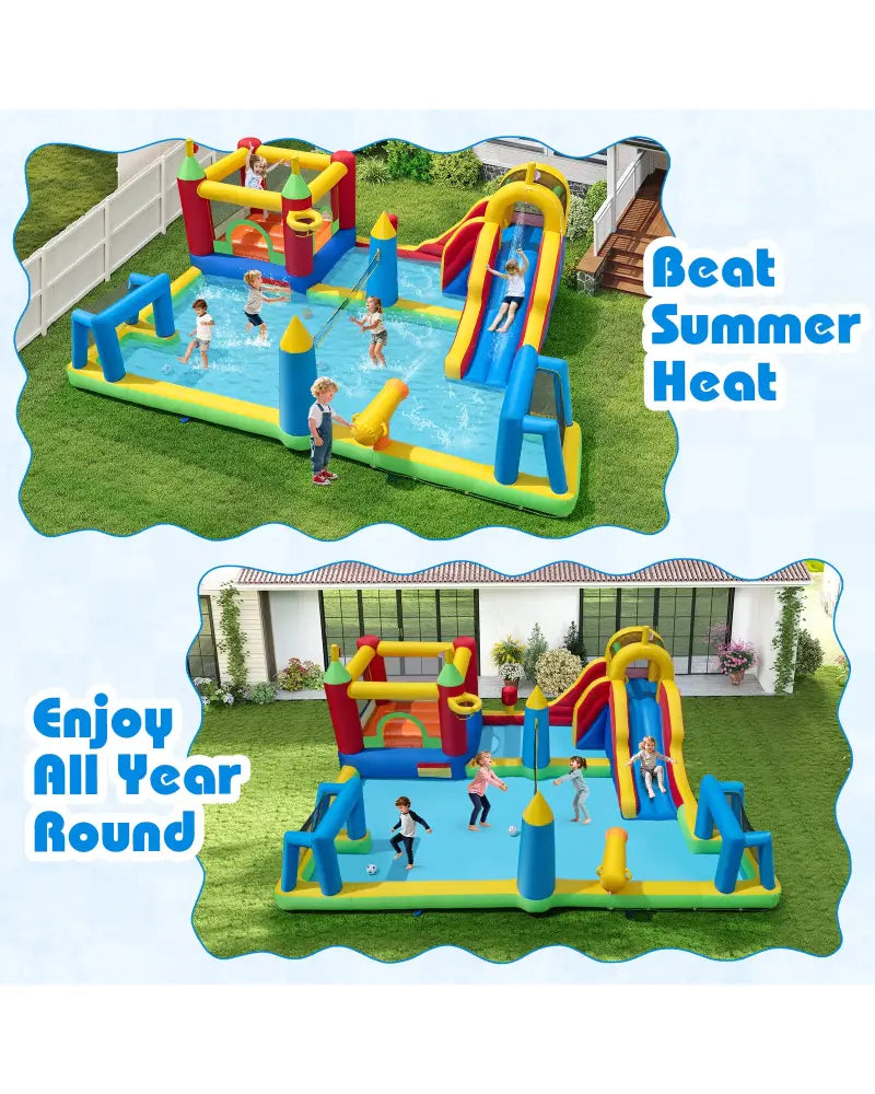 Inflatable Water Slide Bounce House 9-in-1 Jumping Castle with Climbing Wall - Inflatable Water Slides