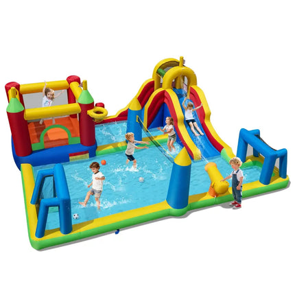 Inflatable Water Slide Bounce House 9-in-1 Jumping Castle with Climbing Wall - Inflatable Water Slides