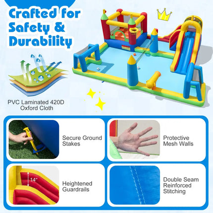 Inflatable Water Slide Bounce House 9-in-1 Jumping Castle with Climbing Wall - Inflatable Water Slides