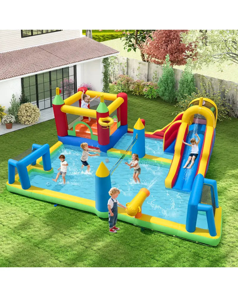 Inflatable Water Slide Bounce House 9-in-1 Jumping Castle with Climbing Wall - Inflatable Water Slides