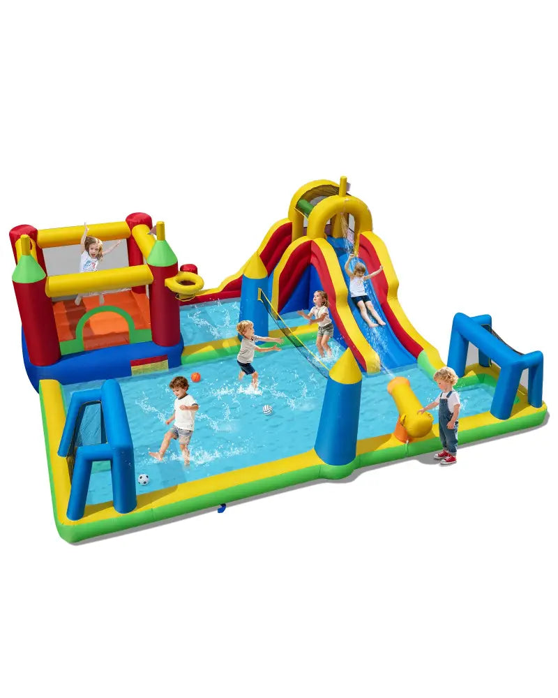 Inflatable Water Slide Bounce House 9-in-1 Jumping Castle with Climbing Wall - Inflatable Water Slides