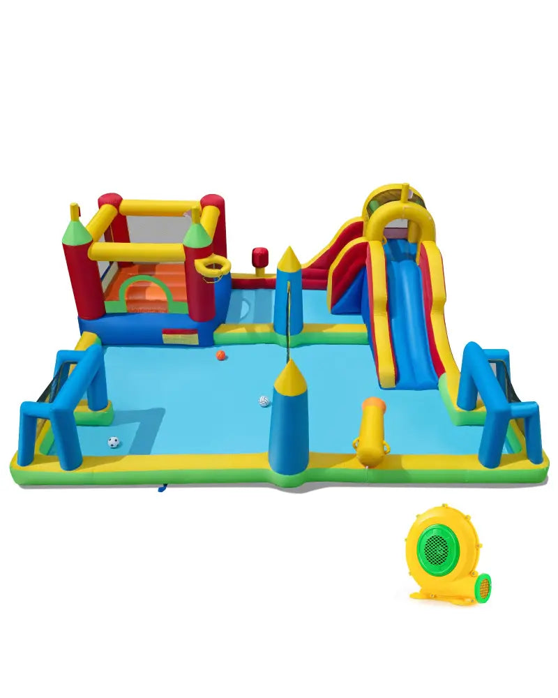 Inflatable Water Slide Bounce House 9-in-1 Jumping Castle with 680W Blower - Inflatable Water Slides