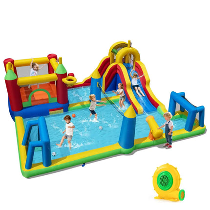 Inflatable Water Slide Bounce House 9-in-1 Jumping Castle with 680W Blower - Inflatable Water Slides
