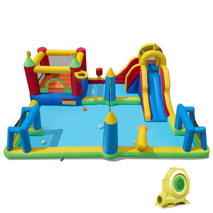 Inflatable Water Slide Bounce House 9-in-1 Jumping Castle with 735W Blower - Inflatable Water Slides