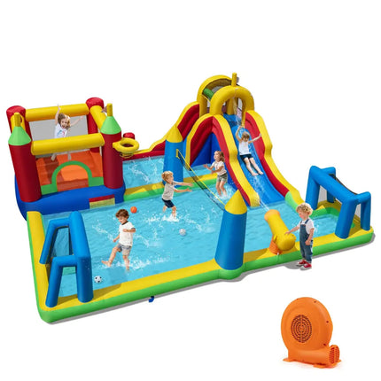 Inflatable Water Slide Bounce House 9-in-1 Jumping Castle with 750W Blower - Inflatable Water Slides