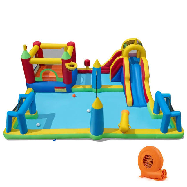 Inflatable Water Slide Bounce House 9-in-1 Jumping Castle with 750W Blower - Inflatable Water Slides