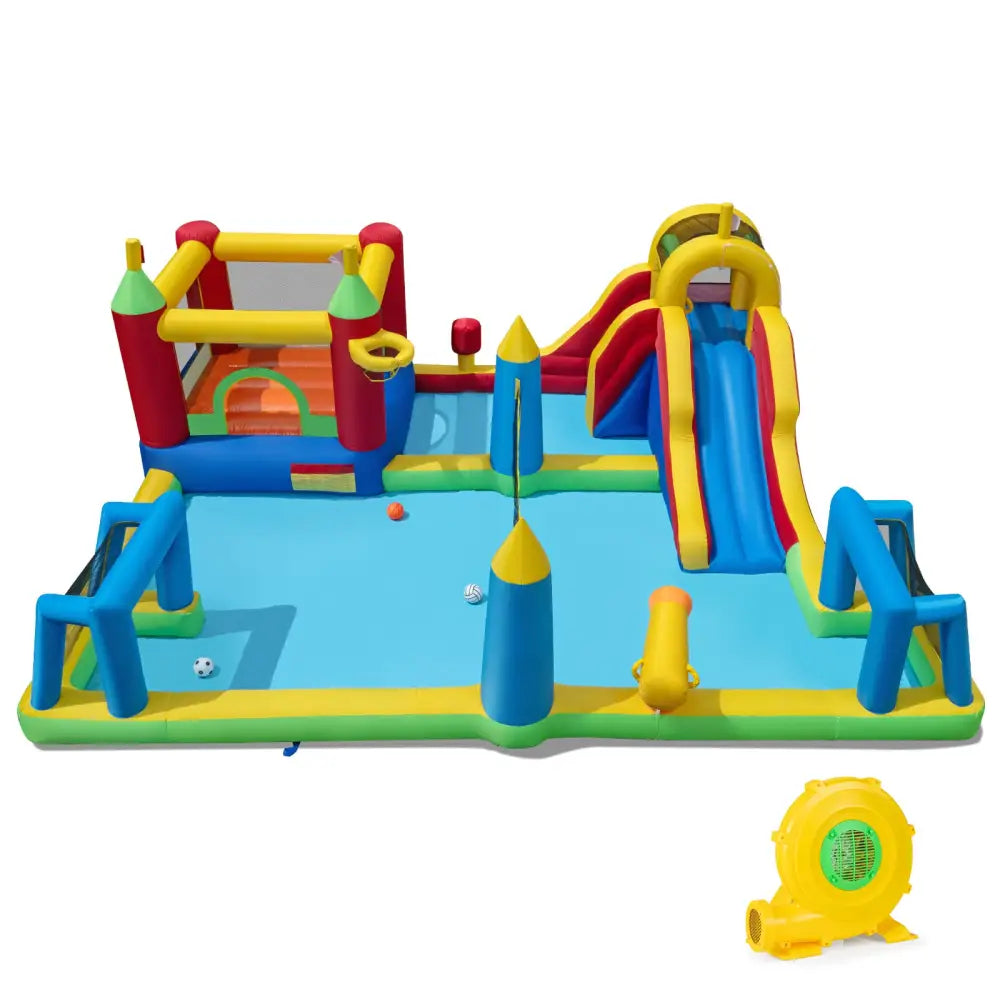 Inflatable Water Slide Bounce House 9-in-1 Jumping Castle with 780W Blower - Inflatable Water Slides