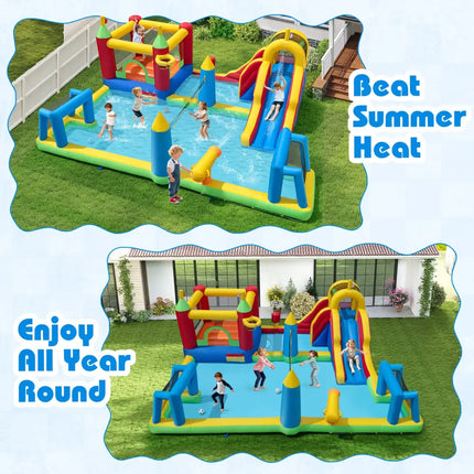 Inflatable Water Slide Bounce House 9-in-1 Jumping Castle with 780W Blower - Inflatable Water Slides