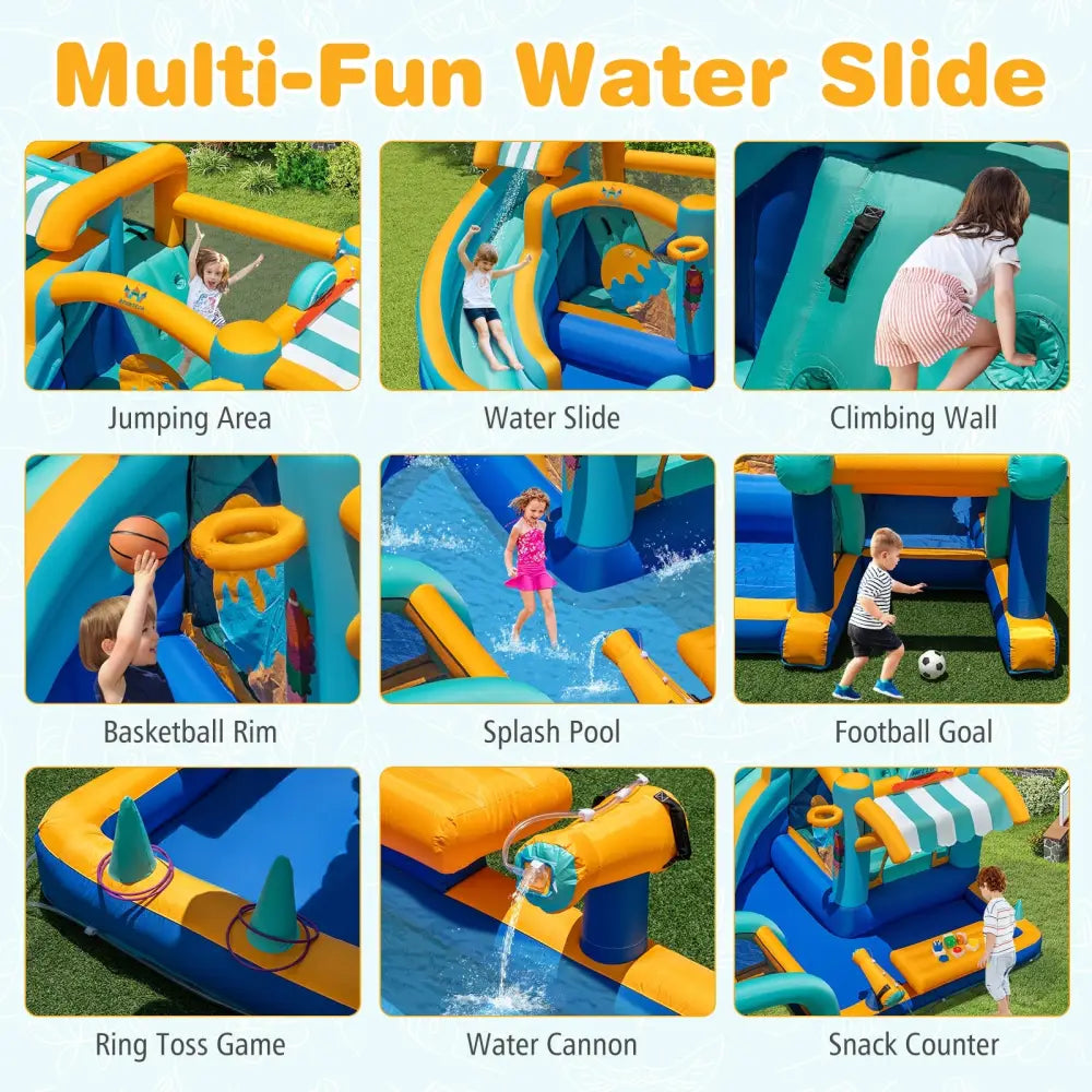 Inflatable Water Slide Bounce House Kids Jump Castle with 680W Blower - Inflatable Water Slides