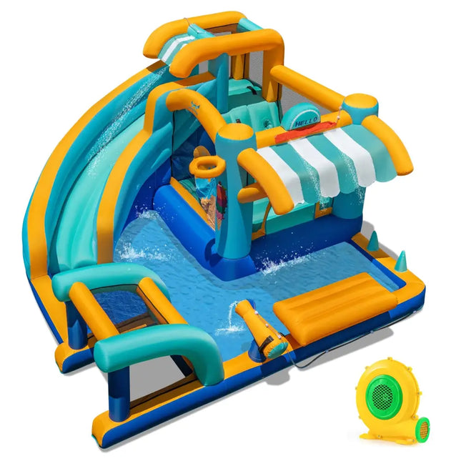 Inflatable Water Slide Bounce House Kids Jump Castle with 680W Blower - Inflatable Water Slides