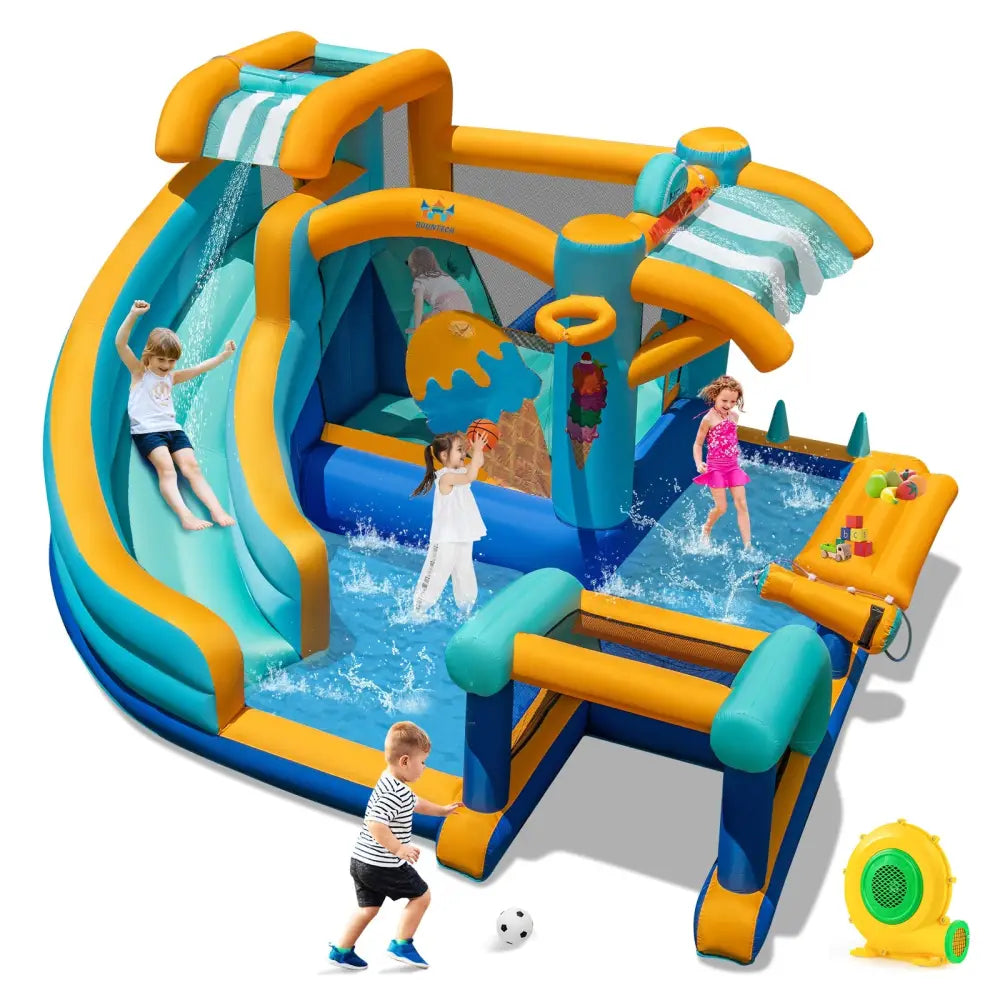 Inflatable Water Slide Bounce House Kids Jump Castle with 680W Blower - Inflatable Water Slides