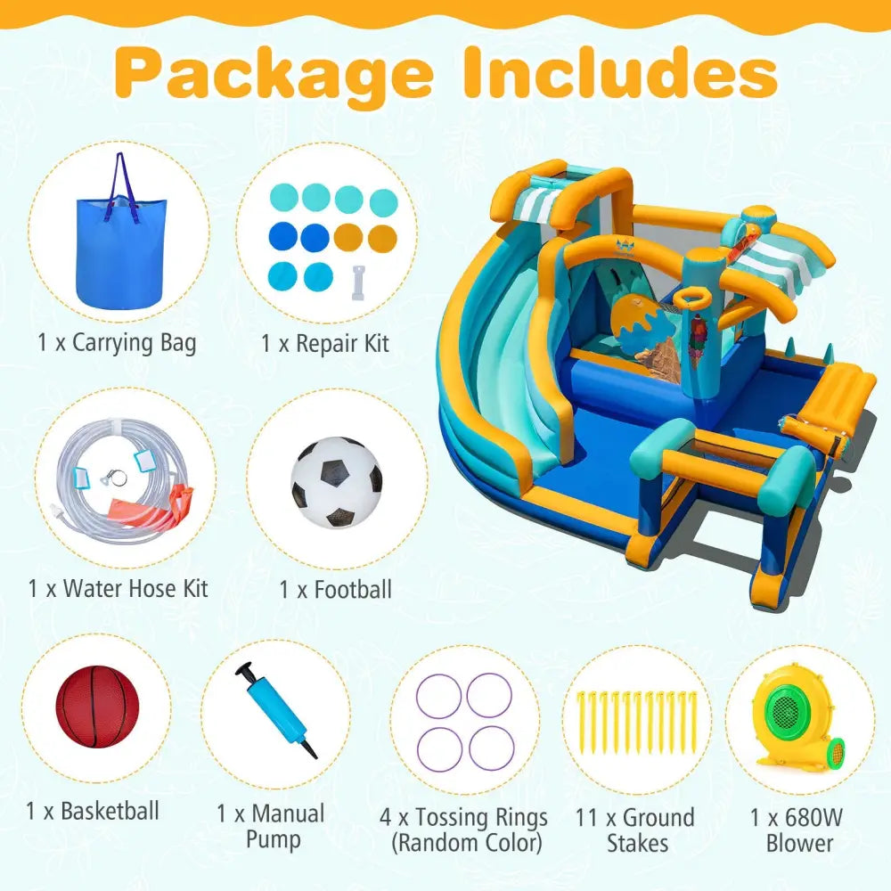 Inflatable Water Slide Bounce House Kids Jump Castle with 680W Blower - Inflatable Water Slides